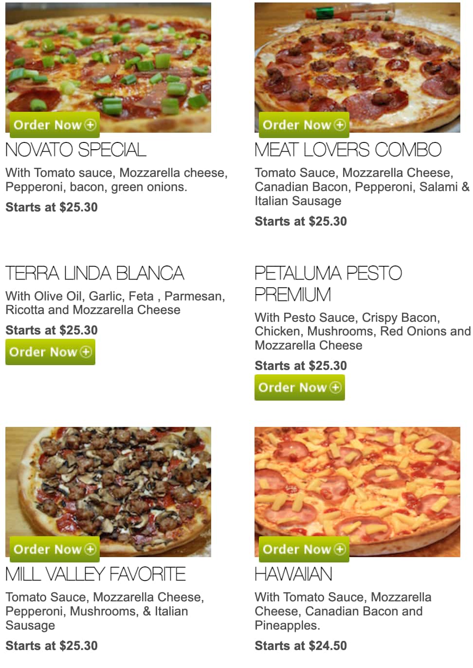 Stefano's Pizza Pizza Menu