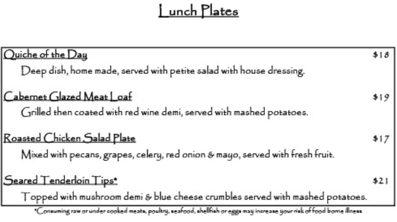 The Other Side Bistro Lunch Menu