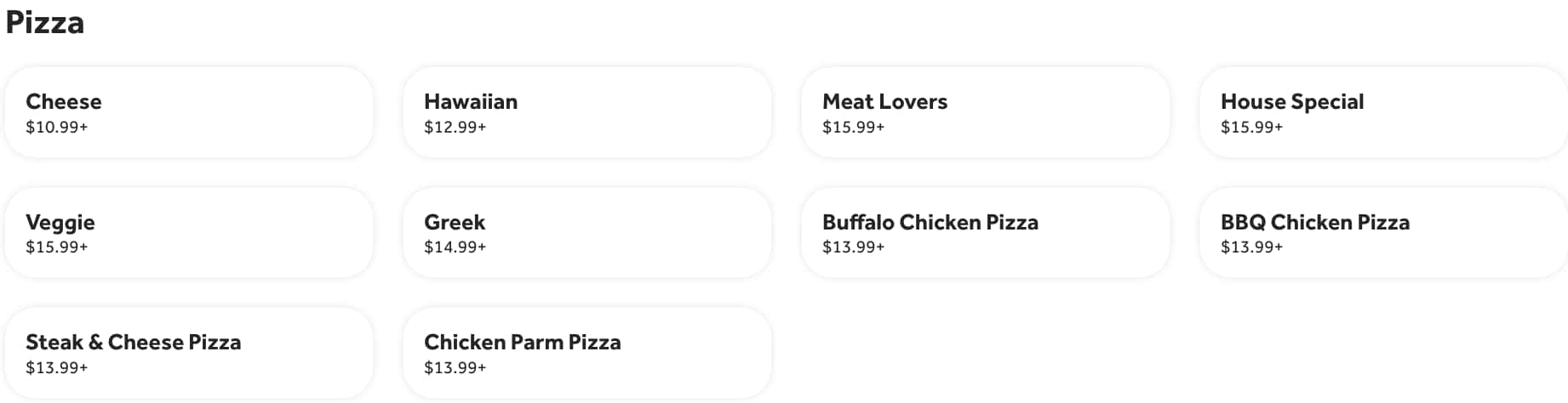 Westboro House of Pizza & Pub Pizza Menu
